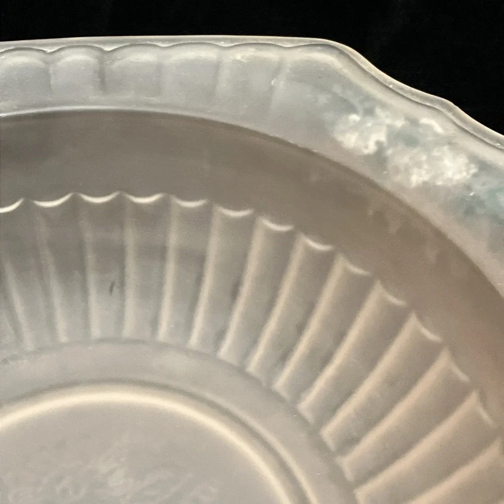 VTG Pink Satin Open Rose Depression Frosted Glass EAPG Reverse Painted Bowl 10